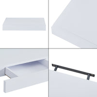 Mensola Hyvinkää con Cassetto Integrato Comodino Sospeso 39,5 x 25 x 5 cm Bianco [en.casa]