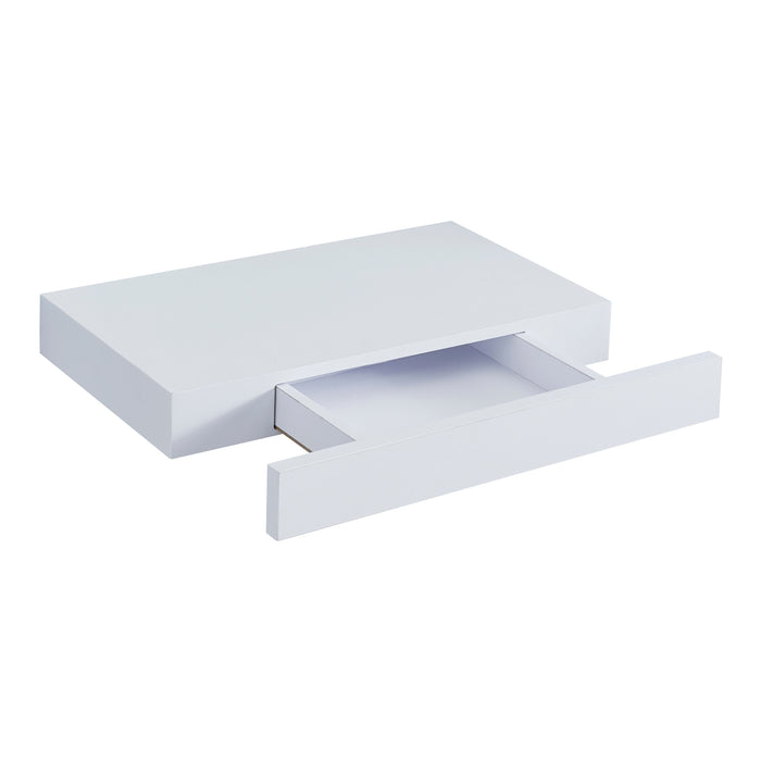 Mensola Hyvinkää con Cassetto Integrato Comodino Sospeso 39,5 x 25 x 5 cm Bianco [en.casa]