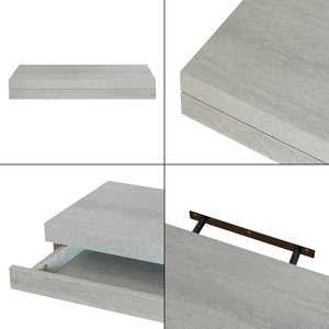 Mensola Karkkila con Cassetto Integrato Comodino Sospeso 60 x 23,5 x 8 cm Effetto Cemento [en.casa]