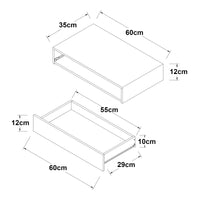 Mensola Kärsämäki con Cassetto Comodino Sospeso 60 x 35 x 12 cm Bianco [en.casa]