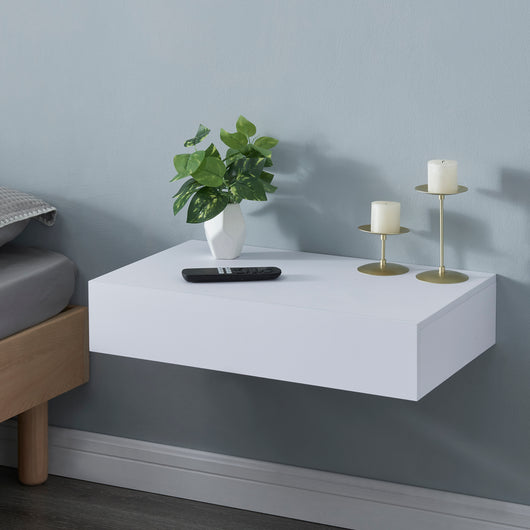 Mensola Kärsämäki con Cassetto Comodino Sospeso 60 x 35 x 12 cm Bianco [en.casa]