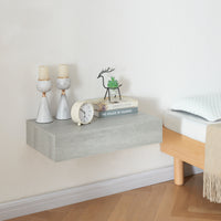 Mensola Kärsämäki con Cassetto Comodino Sospeso 60 x 35 x 12 cm Effetto Cemento [en.casa]