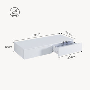 Mensola Karstula con 2 Cassetti Affiancati Comodino Sospeso 80 x 35 x 12 cm Bianco [en.casa]