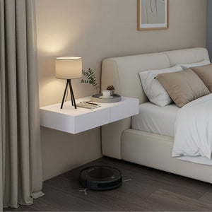 Mensola Karstula con 2 Cassetti Affiancati Comodino Sospeso 80 x 35 x 12 cm Bianco [en.casa]