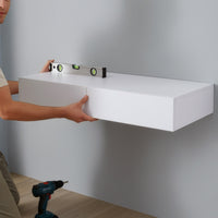 Mensola Karstula con 2 Cassetti Affiancati Comodino Sospeso 80 x 35 x 12 cm Bianco [en.casa]