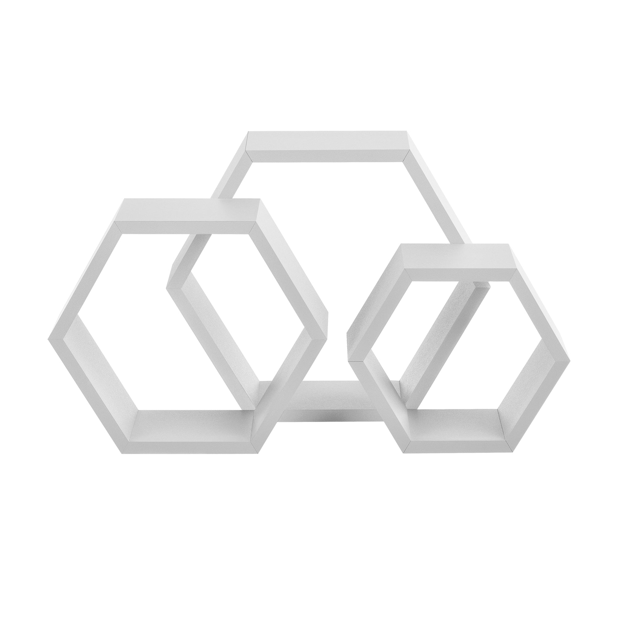 Set di 3 Mensole Esagonali da Parete Scaffali da Muro Design a Nido d’Ape - Bianco [en.casa]