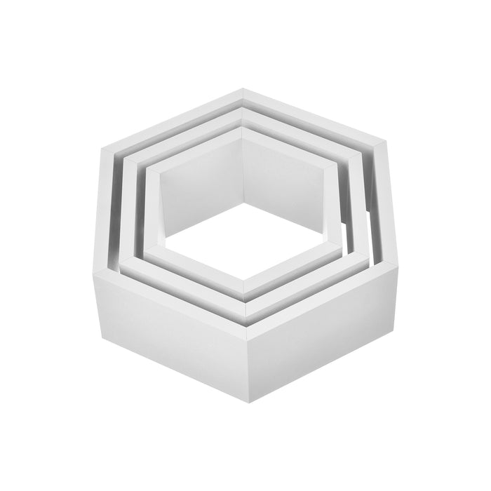 Set di 3 Mensole Esagonali da Parete Scaffali da Muro Design a Nido d’Ape - Bianco [en.casa]