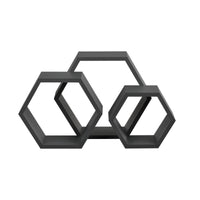 Set di 3 Mensole Esagonali da Parete Scaffali da Muro Design a Nido d’Ape - Grigio Scuro [en.casa]