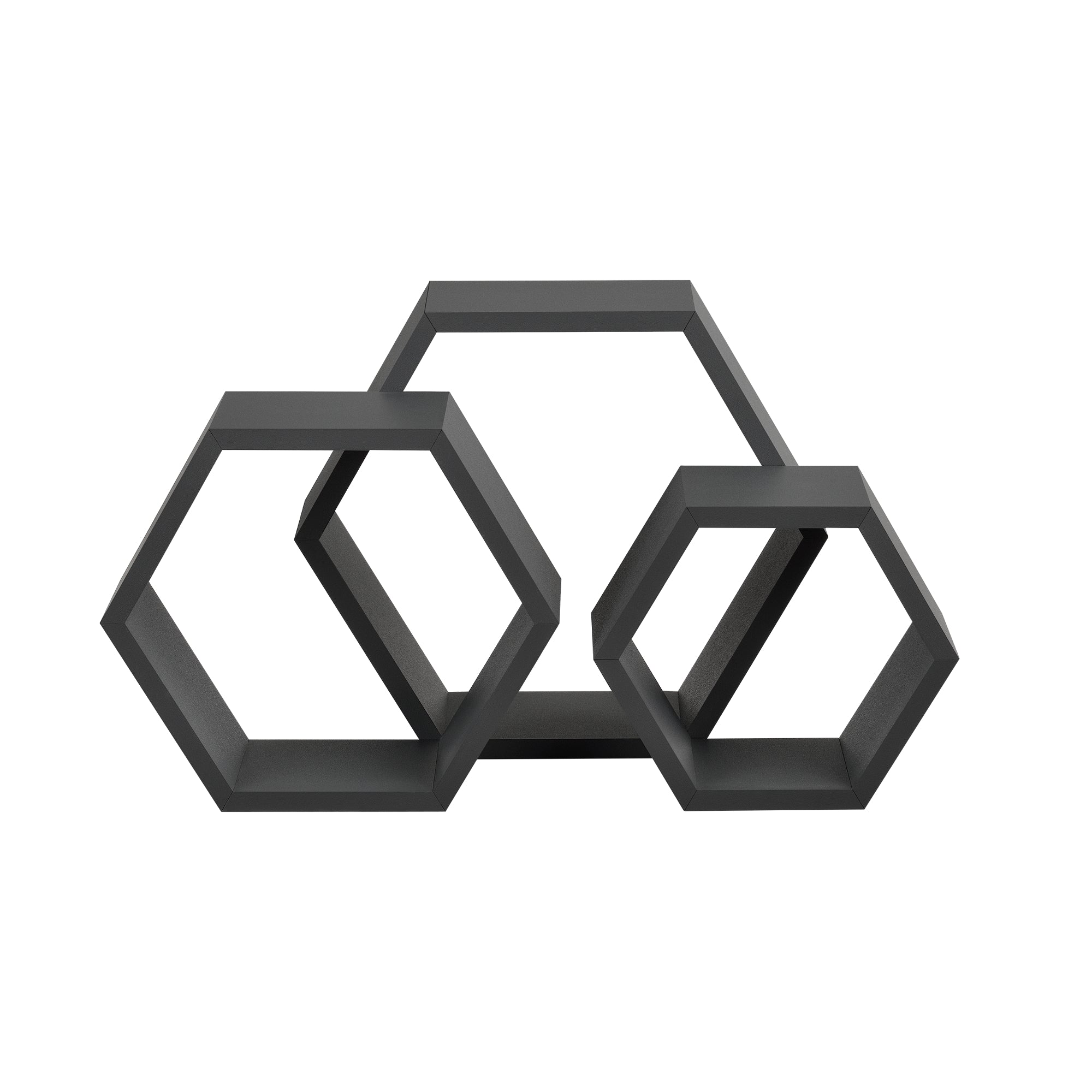 Set di 3 Mensole Esagonali da Parete Scaffali da Muro Design a Nido d’Ape - Grigio Scuro [en.casa]