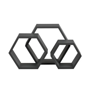 Set di 3 Mensole Esagonali da Parete Scaffali da Muro Design a Nido d’Ape - Grigio Scuro [en.casa]