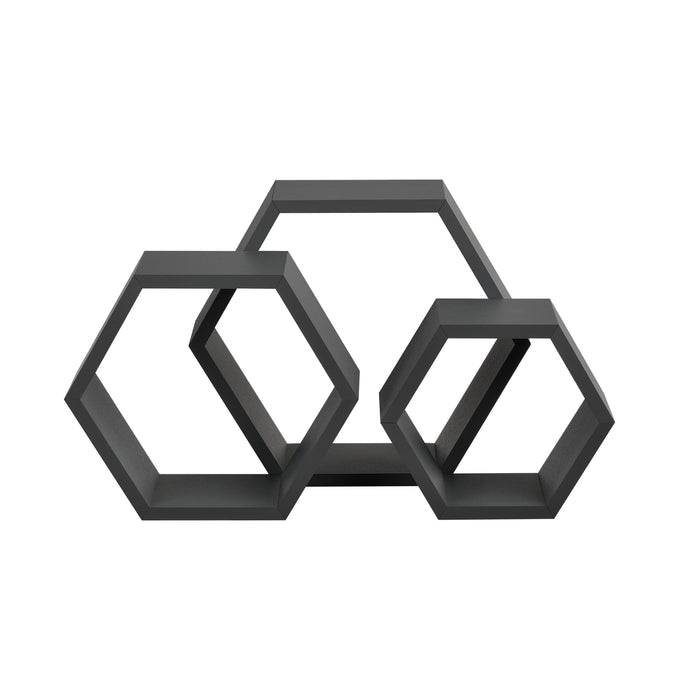 Set di 3 Mensole Esagonali da Parete Scaffali da Muro Design a Nido d’Ape - Grigio Scuro [en.casa]