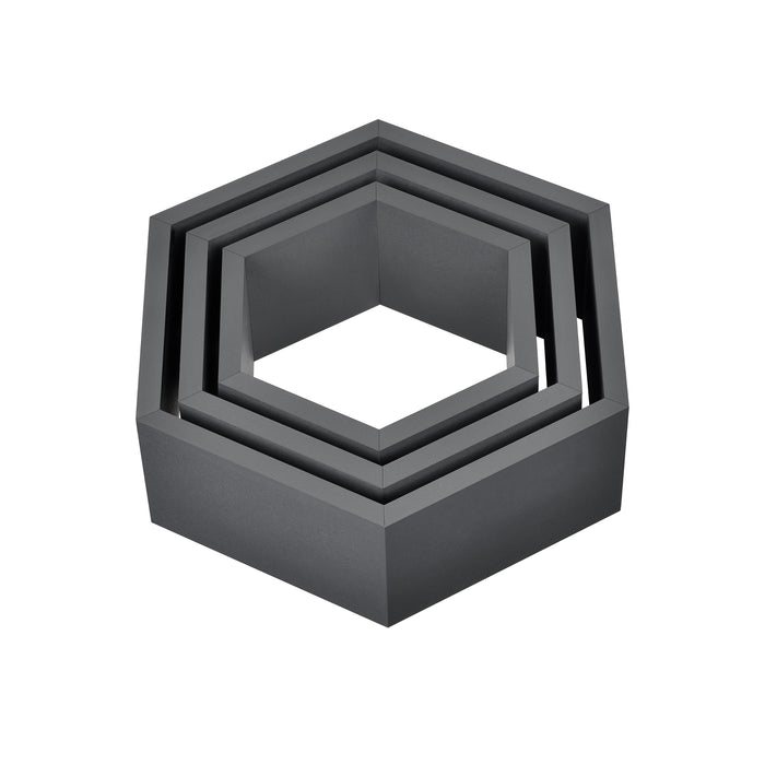 Set di 3 Mensole Esagonali da Parete Scaffali da Muro Design a Nido d’Ape - Grigio Scuro [en.casa]