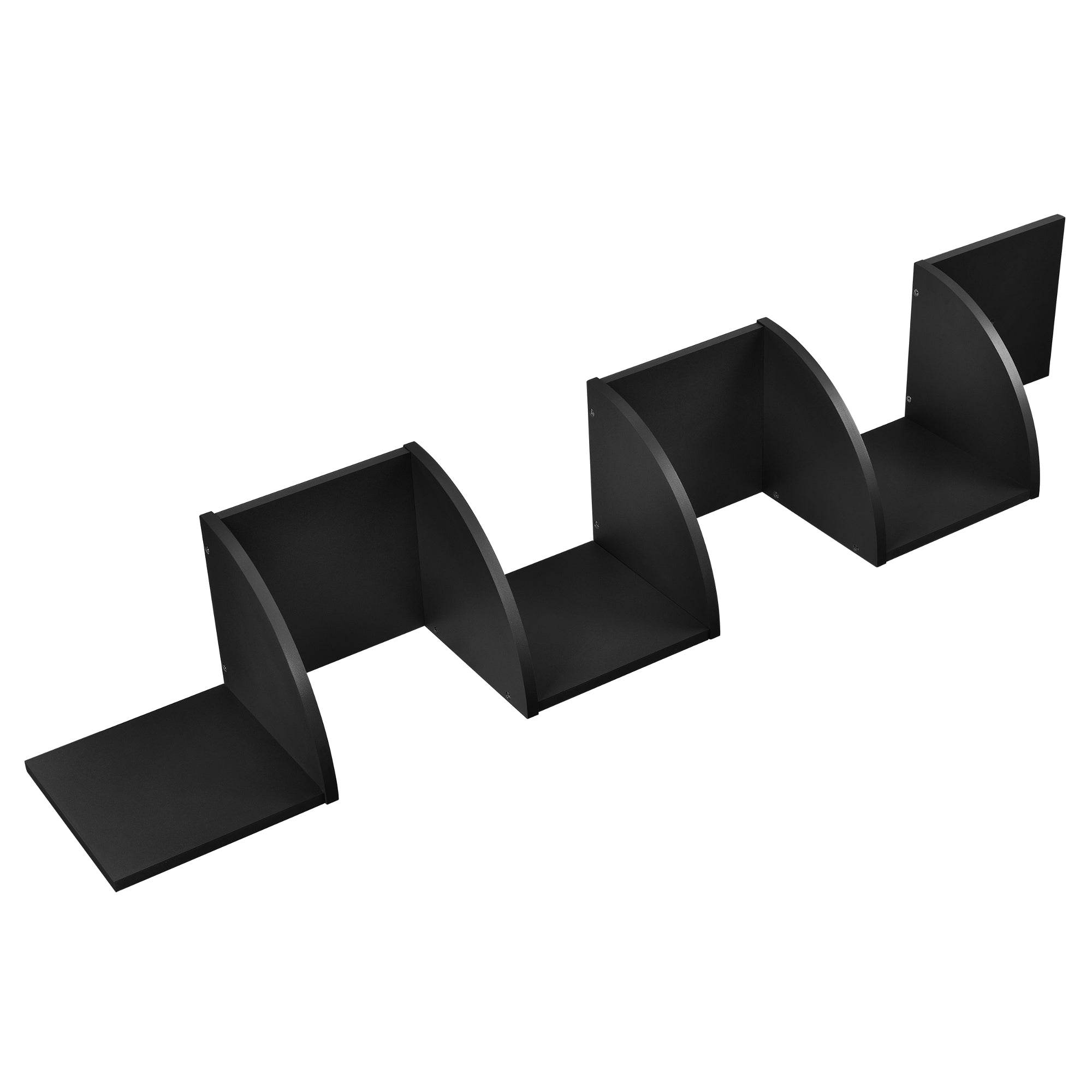 Mensola da parete Zig Zag design retrò nero opaco 03_0001787