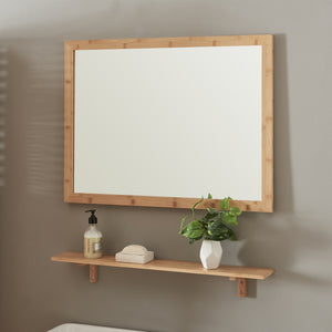 Set da Bagno Boksereys di Specchio da Parete 80 x 60 cm  e Mensola in Bambù - Naturale [en.casa]