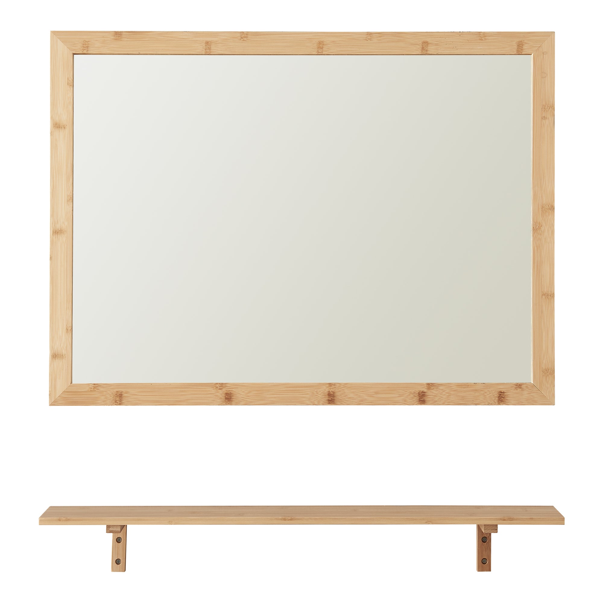 Set da Bagno Boksereys di Specchio da Parete 80 x 60 cm  e Mensola in Bambù - Naturale [en.casa]