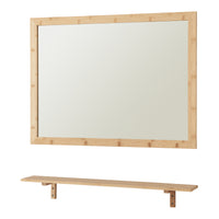 Set da Bagno Boksereys di Specchio da Parete 80 x 60 cm  e Mensola in Bambù - Naturale [en.casa]
