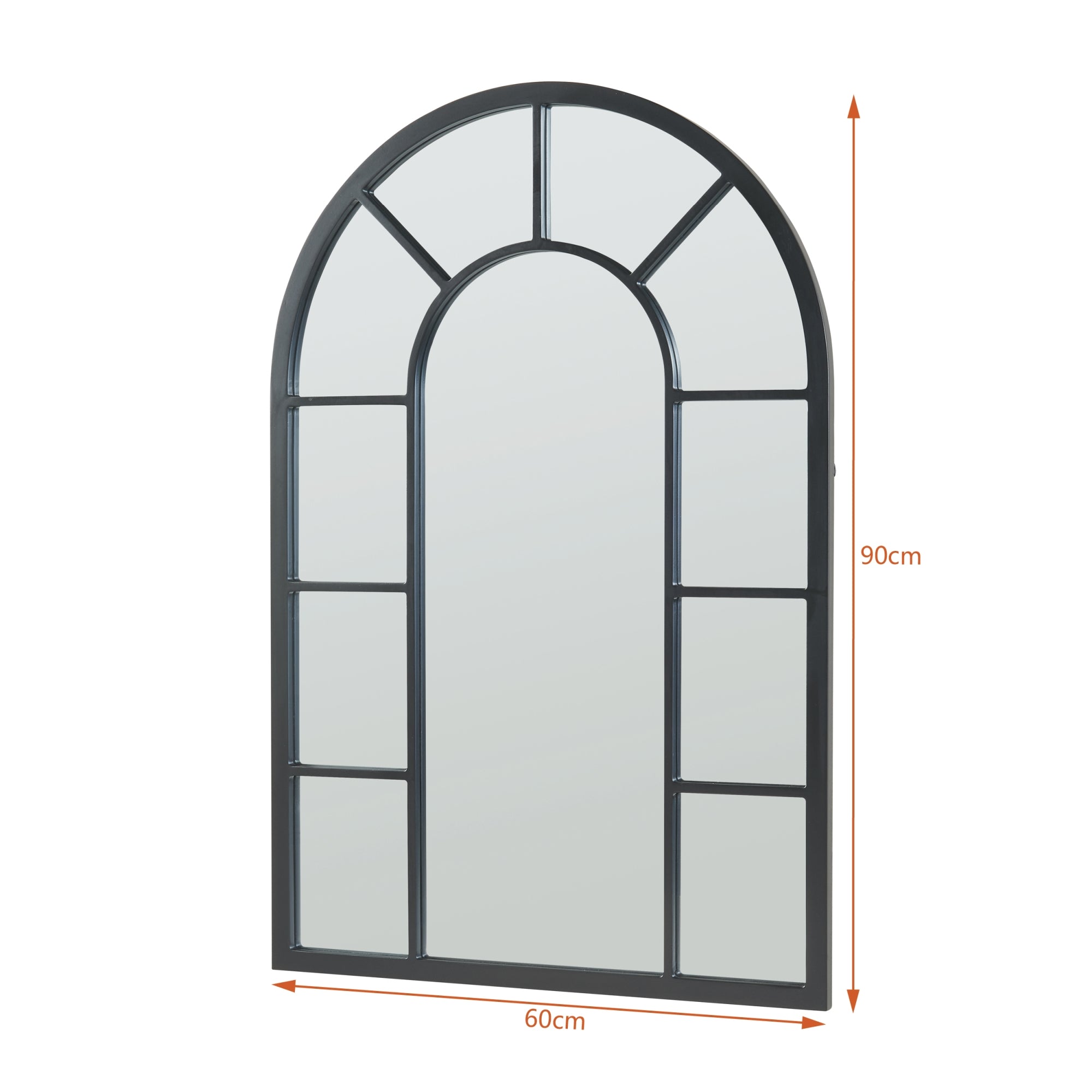 Specchio da Parete Enonkoski 90 x 60 cm Forma Arcuata Nero [en.casa]