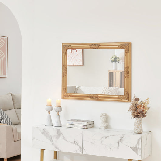 Specchio da Parete Punkalaidun con Cornice Dorata Stile Barocco 80x60 cm Verticale e Orizzontale [en.casa]