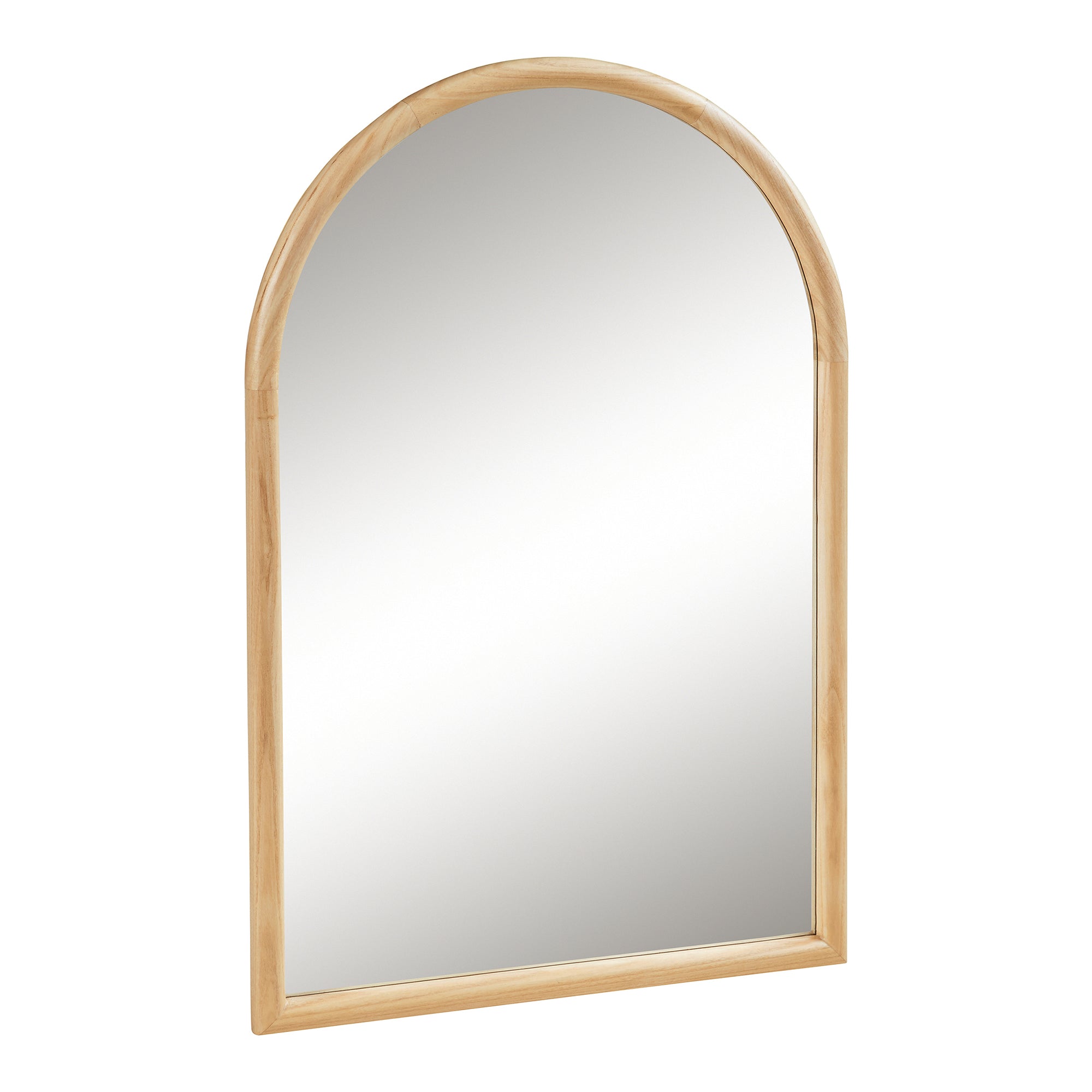 Specchio da Parete Podena con Cornice Arcuato 90x60 cm Legno Naturale [en.casa]