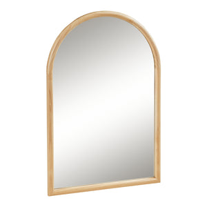 Specchio da Parete Podena con Cornice Arcuato 90x60 cm Legno Naturale [en.casa]