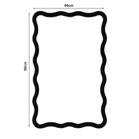 Specchio Ondulato da Parete Porloskid Montaggio Verticale e Orizzontale 90x60 cm Marrone Scuro [en.casa]
