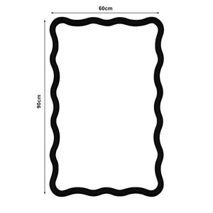Specchio Ondulato da Parete Porloskid Montaggio Verticale e Orizzontale 90x60 cm Marrone Scuro [en.casa]