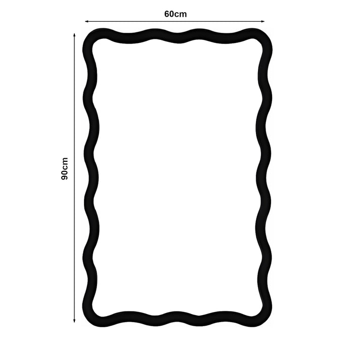 Specchio Ondulato da Parete Porloskid Montaggio Verticale e Orizzontale 90x60 cm Marrone Scuro [en.casa]