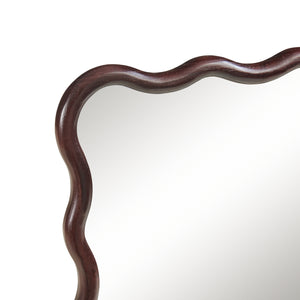 Specchio Ondulato da Parete Porloskid Montaggio Verticale e Orizzontale 90x60 cm Marrone Scuro [en.casa]