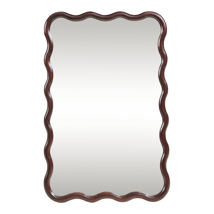 Specchio Ondulato da Parete Porloskid Montaggio Verticale e Orizzontale 90x60 cm Marrone Scuro [en.casa]