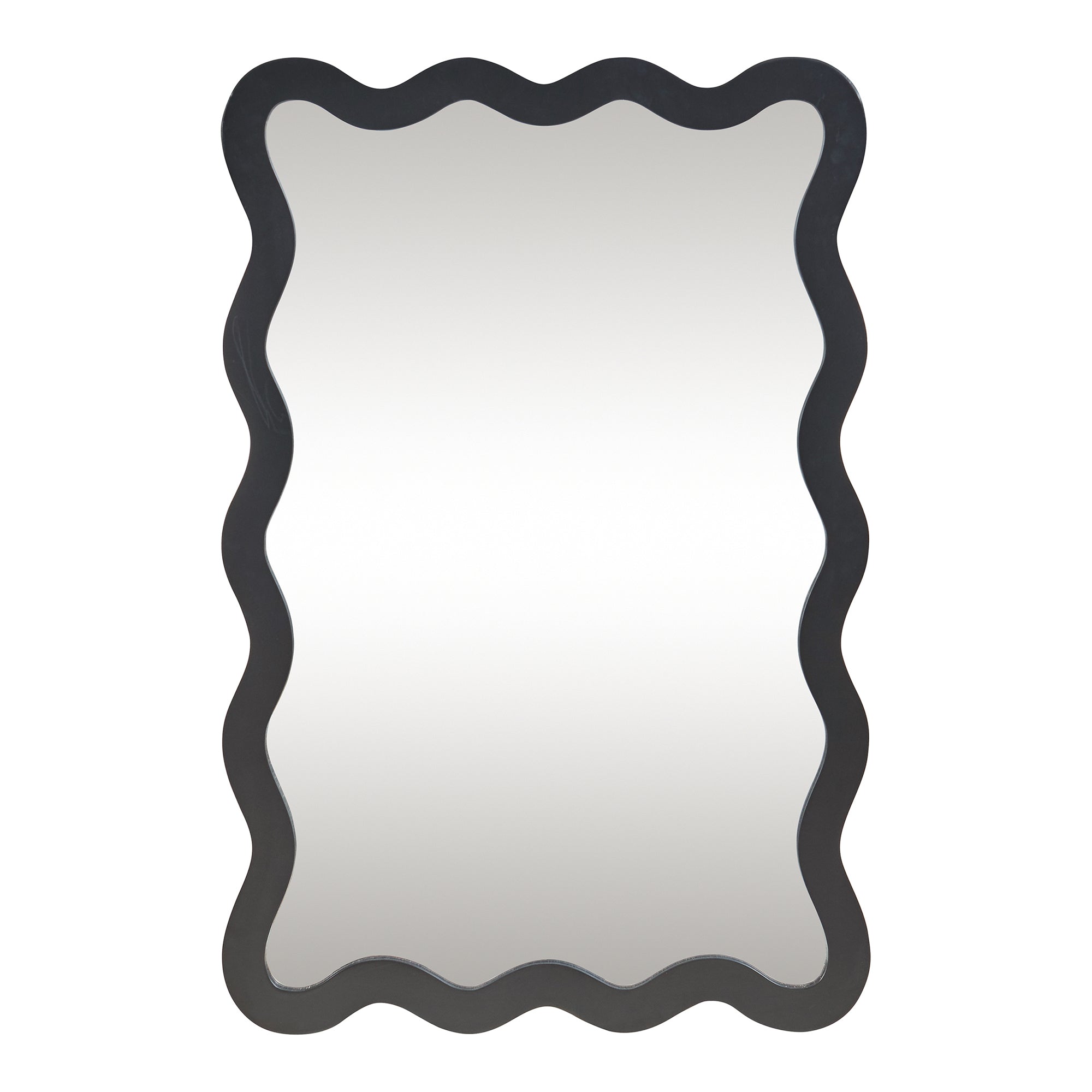 Specchio Ondulato da Parete Koster Montaggio Verticale e Orizzontale 90x60 cm Nero [en.casa]