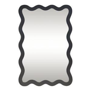 Specchio Ondulato da Parete Koster Montaggio Verticale e Orizzontale 90x60 cm Nero [en.casa]