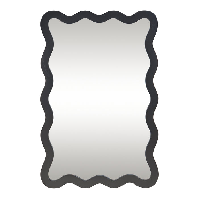 Specchio Ondulato da Parete Koster Montaggio Verticale e Orizzontale 90x60 cm Nero [en.casa]