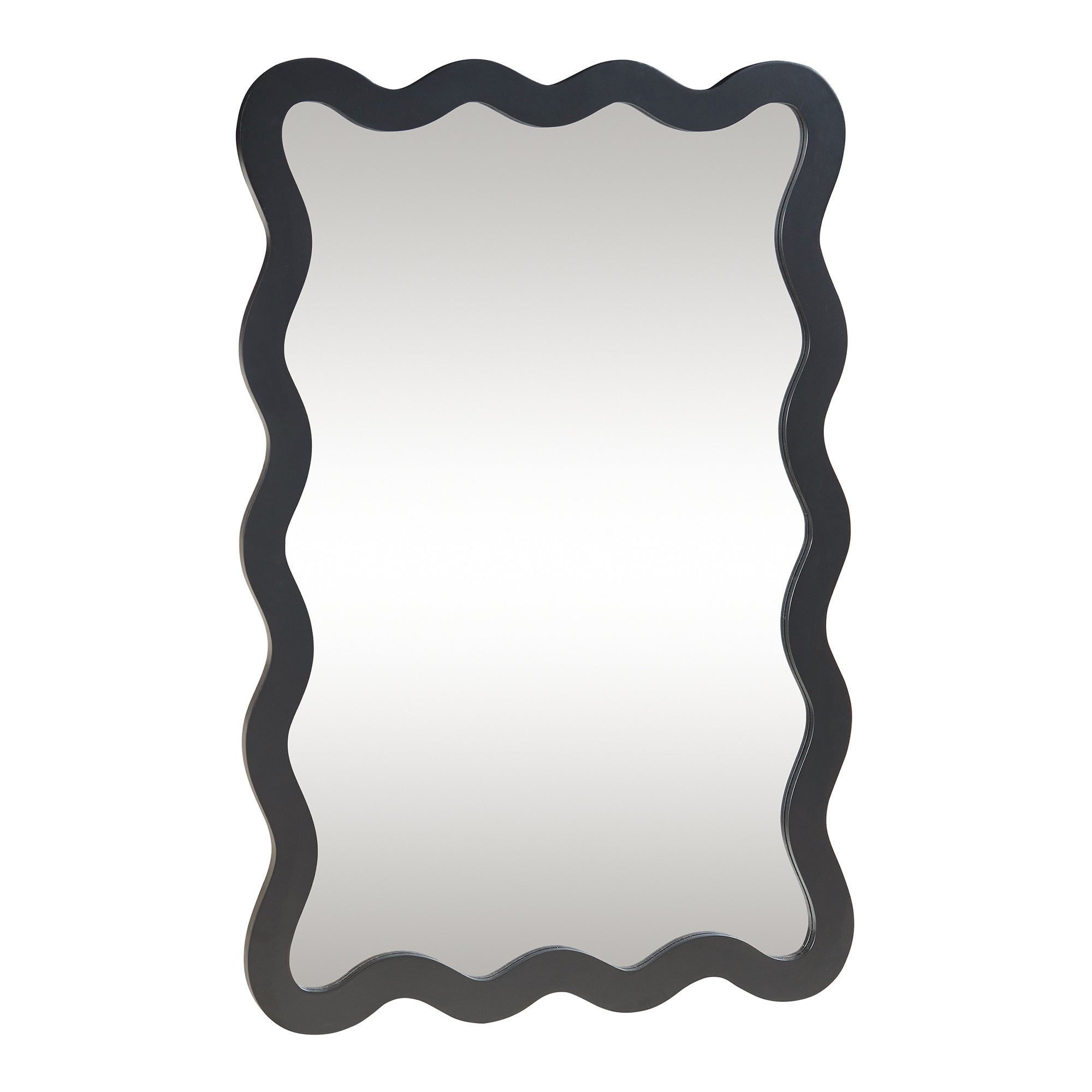 Specchio Ondulato da Parete Koster Montaggio Verticale e Orizzontale 90x60 cm Nero [en.casa]