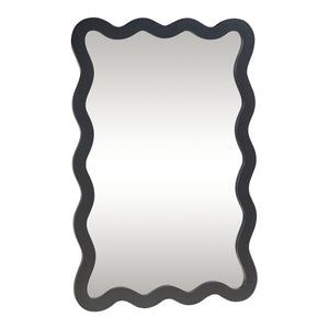 Specchio Ondulato da Parete Koster Montaggio Verticale e Orizzontale 90x60 cm Nero [en.casa]