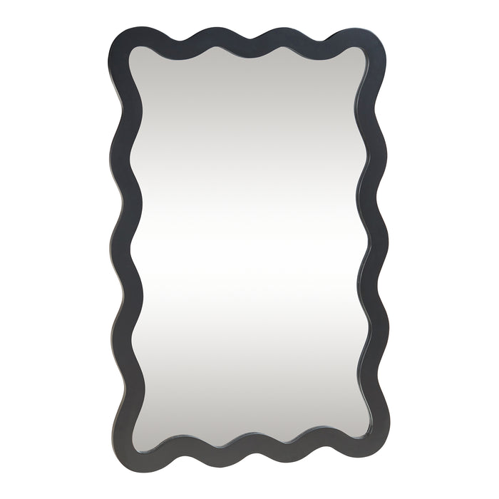 Specchio Ondulato da Parete Koster Montaggio Verticale e Orizzontale 90x60 cm Nero [en.casa]