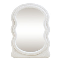 Specchio da Parete Brummen con Cornice in Peluche Morbida 80x60 cm Bianco [en.casa]