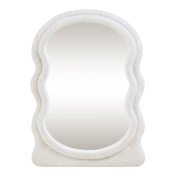 Specchio da Parete Brummen con Cornice in Peluche Morbida 80x60 cm Bianco [en.casa]