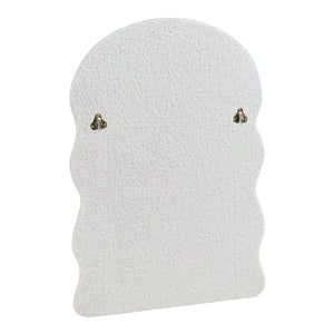 Specchio da Parete Brummen con Cornice in Peluche Morbida 80x60 cm Bianco [en.casa]
