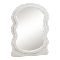 Specchio da Parete Brummen con Cornice in Peluche Morbida 80x60 cm Bianco [en.casa]