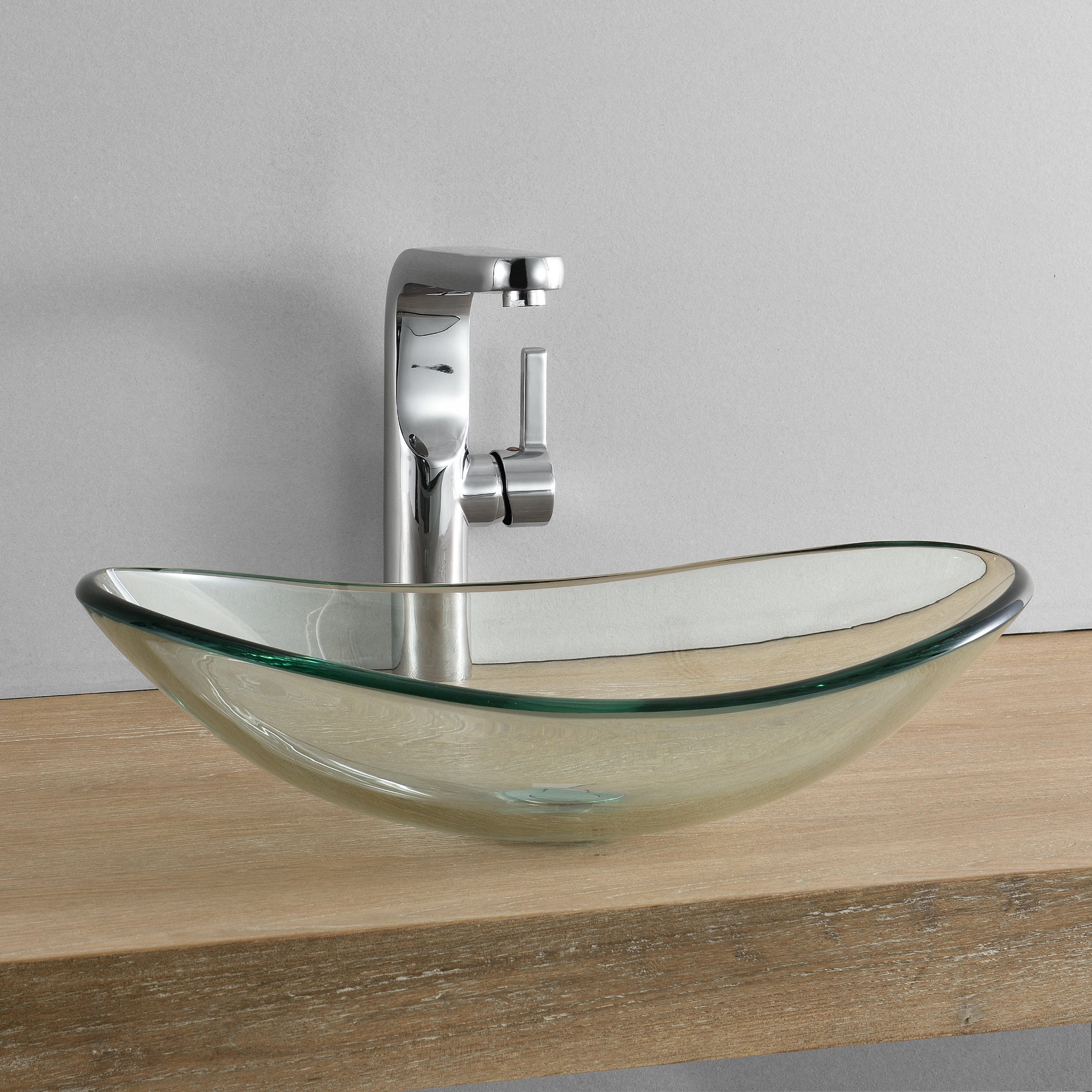 Lavabo Ovale 47x30,5 cm Lavandino da Appoggio in Vetro Trasparente [neu.haus]