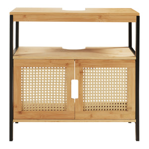 Armadietto Sottolavabo Tervola con 2 Ante - Nero / Naturale [en.casa]