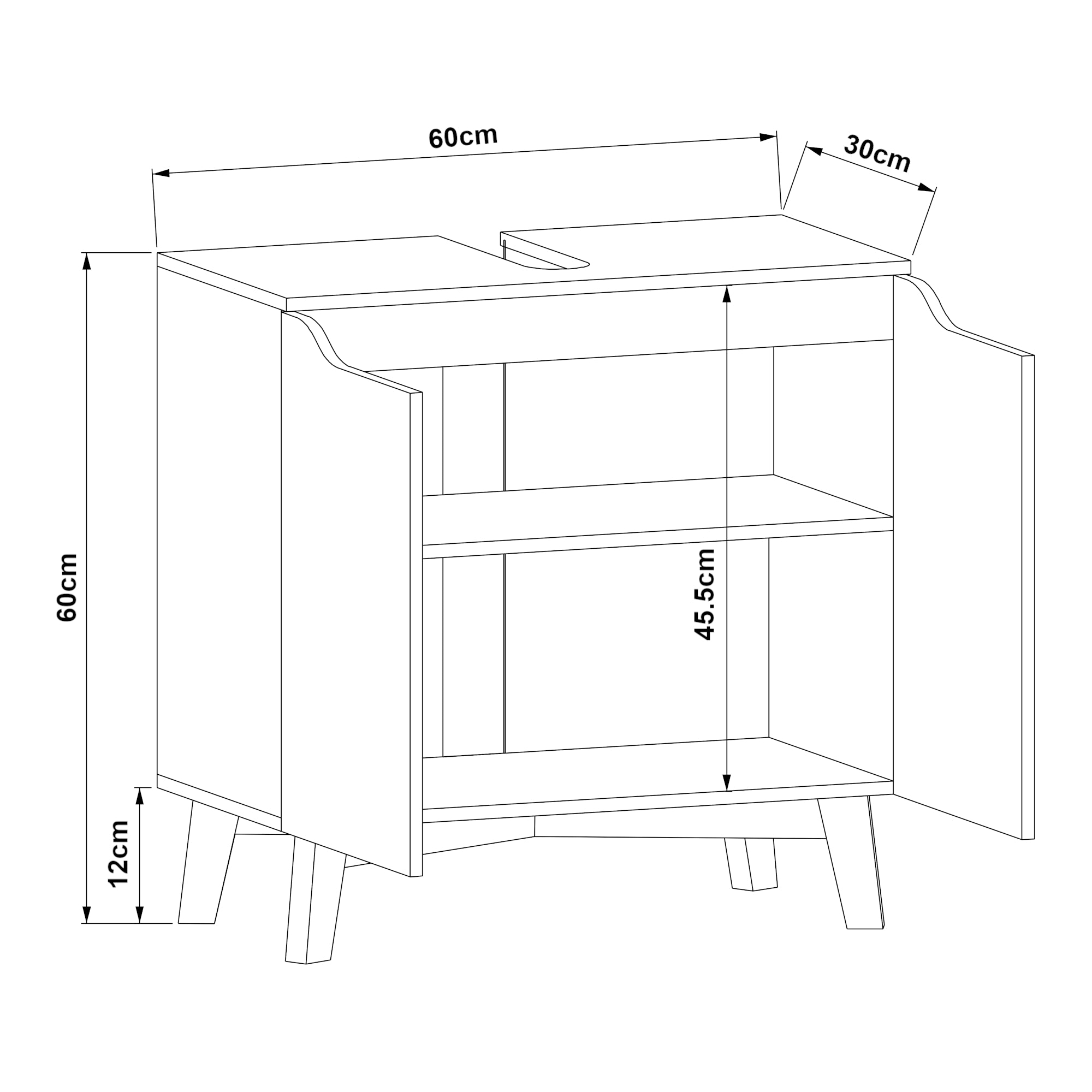 Armadio Sottolavabo Overath 60 x 60 x 30 cm Grigio [en.casa]
