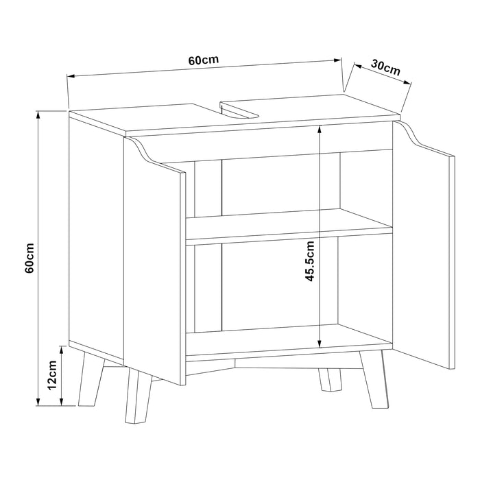 Armadio Sottolavabo Overath 60 x 60 x 30 cm Grigio [en.casa]