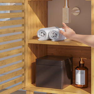 Armadio Sottolavabo Iveland in Bambù per Lavabo da Appoggio 60 x 40 x 30 cm [en.casa]