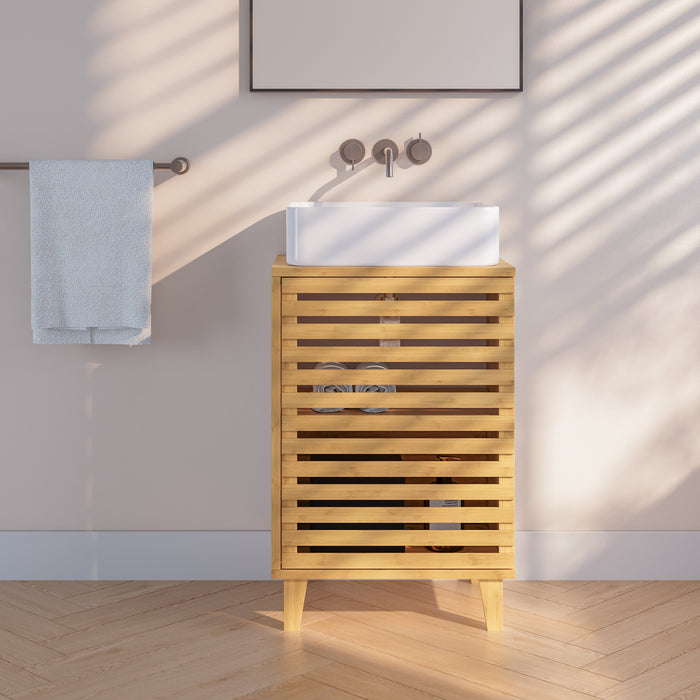 Armadio Sottolavabo Iveland in Bambù per Lavabo da Appoggio 60 x 40 x 30 cm [en.casa]