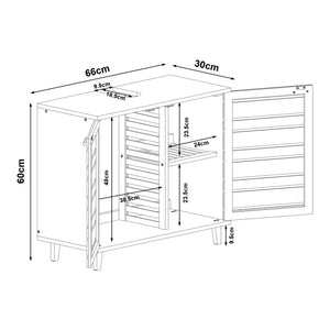 Mobile Sottolavabo da Bagno Epind con Scomparti Chiusi e Ripiano 60 x 66 x 30 cm - Bambù Naturale [en.casa]