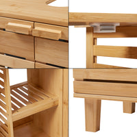 Mobile Sottolavabo da Bagno Epind con Scomparti Chiusi e Ripiano 60 x 66 x 30 cm - Bambù Naturale [en.casa]