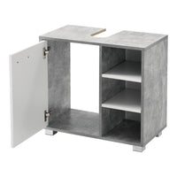 Mobile Sottolavabo Narvik con Anta e 3 Ripiani - Effetto Cemento/Bianco [en.casa]