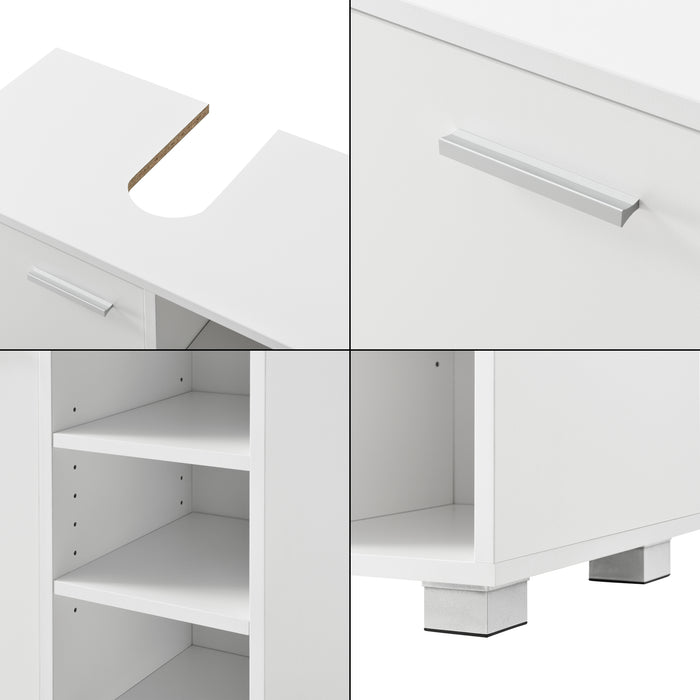 Mobile Sottolavabo Narvik con Anta e 3 Ripiani - Bianco [en.casa]