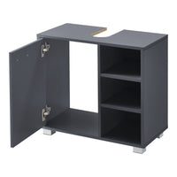 Mobile Sottolavabo Narvik con Anta e 3 Ripiani - Grigio Scuro [en.casa]